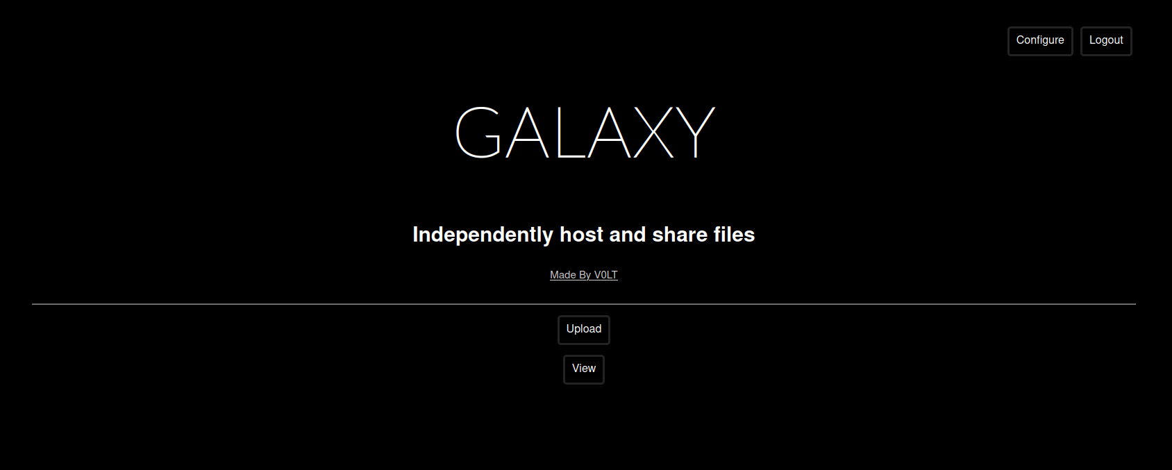 A screenshot of the main Galaxy screen with the dark theme.