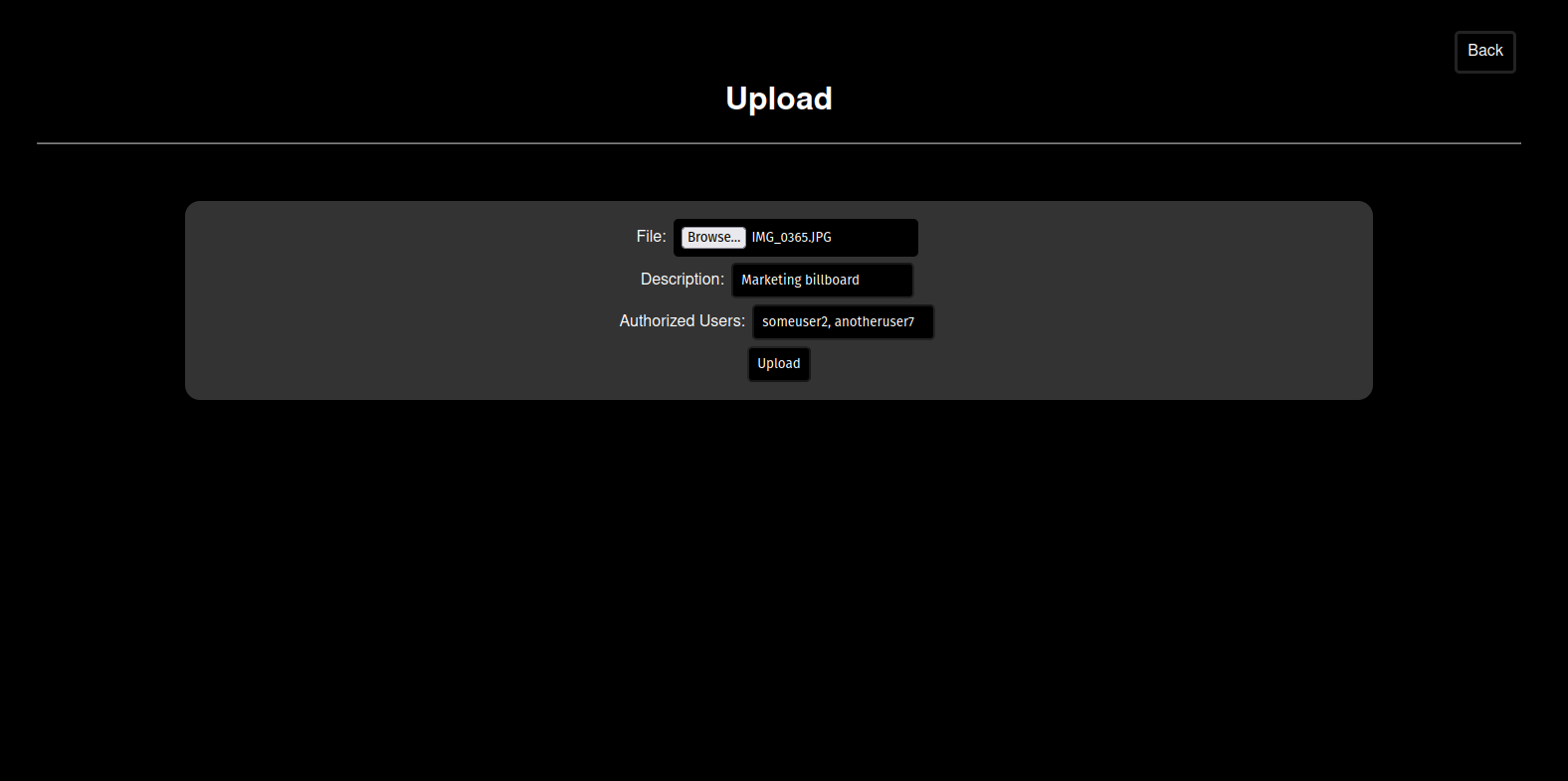 A screenshot of the Galaxy upload interface with the dark theme.