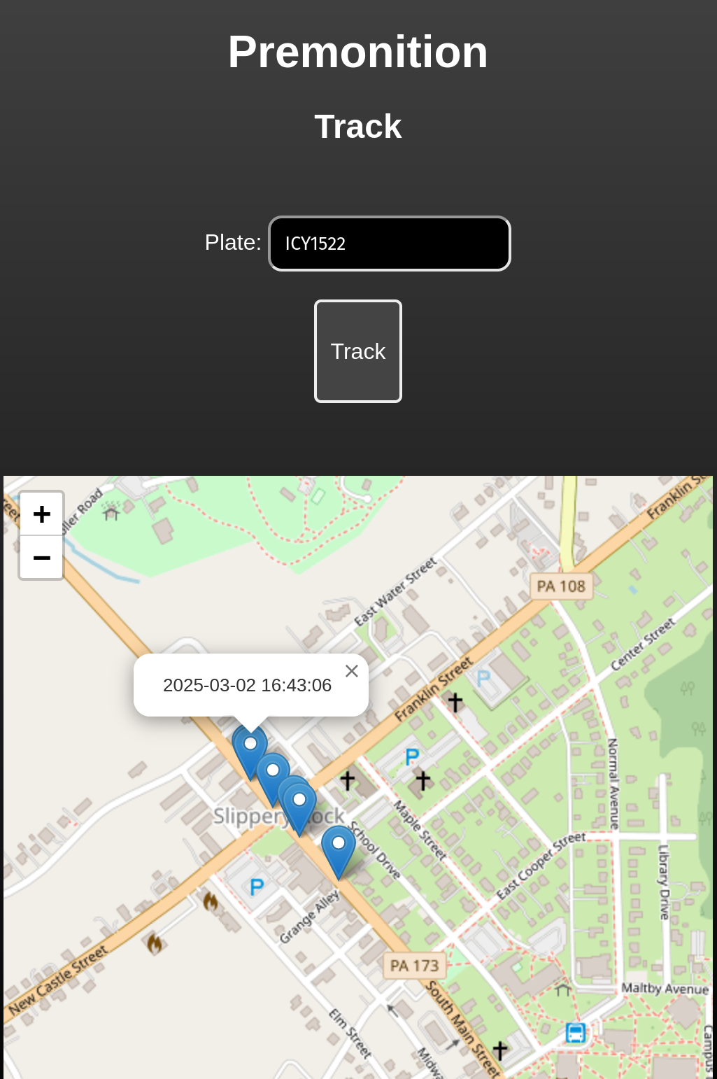 A screenshot of a form with license plate